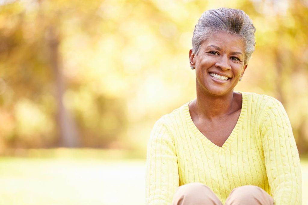 Post menopausal woman smiling